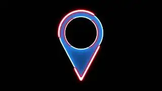 Location Icon Neon Effect Blue Red Lines on Black Background - Chroma Key - No Copyright