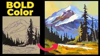 Vibrant Mountain Landscape in Acrylics | Full Tutorial for Beginners | For the Love of Painting