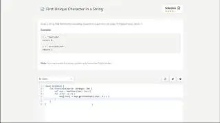 First Unique Character in a String