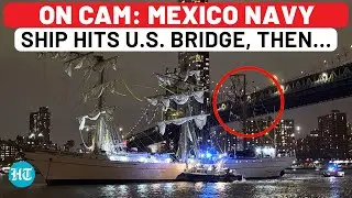 On Cam: Mexico Navy Ship Hits Iconic US Bridge, Scared NYC People Start Running| Brooklyn| New York
