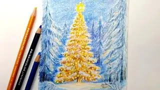 🎄 Passo a passo: Árvore de Natal Iluminada com Lápis de Cor Prismacolor!