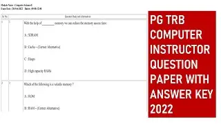 PG TRB computer instructor question paper with answer key 2022 PART-1
