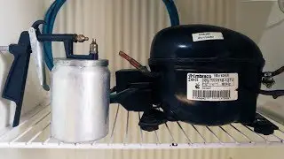 Compressor com motor de geladeira, rápido e fácil, para pintura, encher pneu etc.