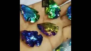 Titanium Coated Crystal Arrowhead Shape Carved gemstone, Aura coated crystal Spearhead, Aero head.