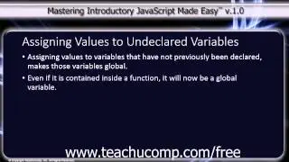 JavaScript Training Tutorial Assigning Values to Undeclared Variables