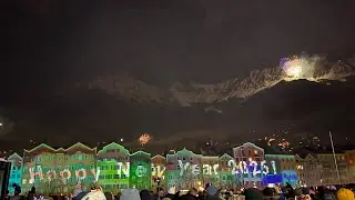 New Year&lsquo;s Eve 2025 in Innsbruck/Austria with fireworks on the mountains above the city