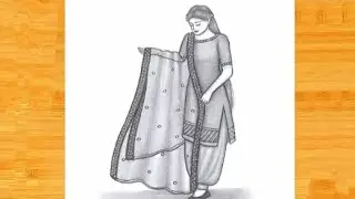 How to draw a girl panjabi suit ❣️🤩Slow Drawing Process | Traditional Indian Outfit Pencil Art 🥀