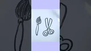 How to draw scissors and paint brush #easy #drawing #viral #shorts