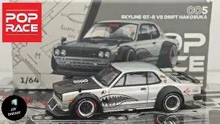 Nissan Skyline GT-R V8 Drift Hakosuka Silver by Pop Race x Enigma 1/64 | UNBOXING and REVIEW