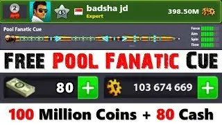 100M Coins + 80 Cash + Pool Fanatic Cue Free Account