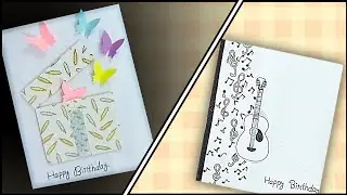 2 Aesthetic Birthday Cards For Best Friend | Guitar Greeting Card | 3D Butterfly Greeting Card
