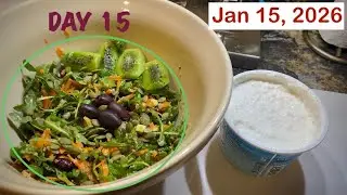 Breakfast 2026: Arugula Salad Bowl with Avocado, Quinoa, Radish, Beans, Olives, Kiwi, Cottage cheese