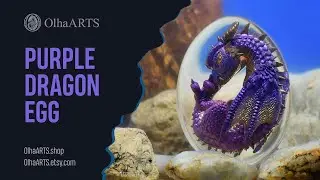 Purple dragon egg made of epoxy resin and polymer clay, by OlhaARTS