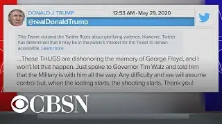 Twitter flags Trump's tweet for violating policy against violence