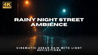 Rainy Night Street Ambience | Cinematic Urban Rain with Light Reflections