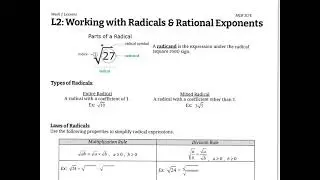Working with Radicals (MCR3U)