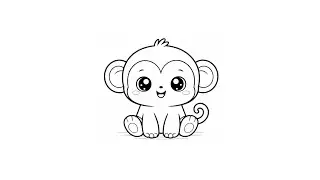 How To Draw a Cute Baby Monkey | Easy Drawing for Kids