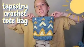 sunny tapestry crochet tote bag! crochet with me