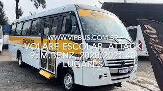 Volare escolar Attack 9, M.Benz, 20/21, 48 lugares. R$370.000,00. Vip Bus.