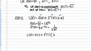 Linear Approximation and Error (Squareroot Function)