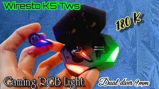 K5 - Tws rasa premium | Diver ganda Dual mode gaming/musik 400mah RGB light V5.2 | 182 ribuan