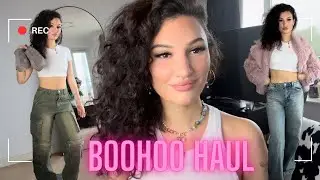 BOOHOO UK try on haul | Faux Fur & Dirty Wash Jeans | Size UK 10 💕🫧✨