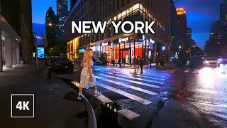 NEW YORK Night Walk - Manhattan Evening Walk