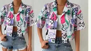 How to Cut and Sew a crop shirt with notch collar for beginners.