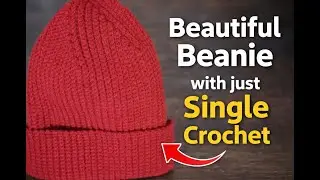 Beautifull winter beanie with single corchet | #crochet #beaniehat #fyp #shorts