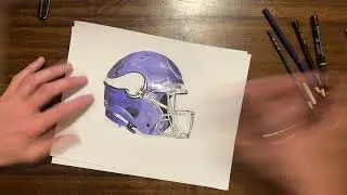 Time Lapse!! MINNESOTA VIKINGS!  Helmet Drawing