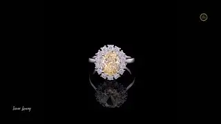 Yellow Diamond Engagement Ring | Oval Halo Ring in White Gold #IvevarLuxury #USA