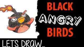 How to Draw Black Angry Birds in Space with Pencil