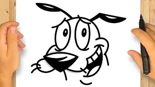 CÓMO DIBUJAR EL PERRO CORRAJE | Perro Coraje, el Perro Cobarde | Paso a Paso Simple y Fácil