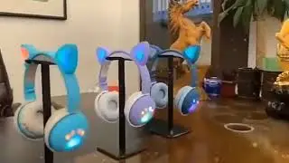 Led light bluetooth overhead automatically change colors flashing dog footprint headphone headset