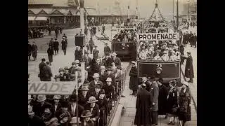 Blackpool Tram History. Toastrack passing North Pier. 
