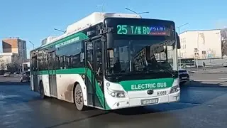 Поездка на электробусе Yutong E12 ZK 6128 BEVG (СарыаркаАвтоПром)|25 маршрут|217 CG 01|город Астана