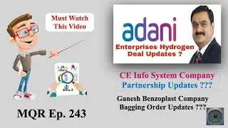 Adani Enterprises Hydrogen Deal |CE Info System Company Partnership |Ganesh Benzoplast Bagging Order