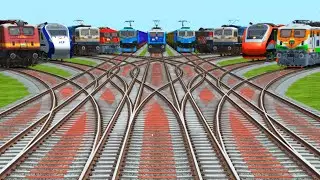 🎲Eleven Local Trains Crossing At Bumpy Curves Railroad | Branched Railroad | Railroad crossings 
