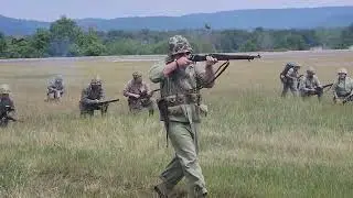 Iwo Jima reenactment battle/with flamethrowers.