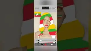 🇲🇲 Myanmar Flag Inspired Makeup & Art | Ibis Paint X Creative Design ✨#ibispaintx #shorts #video