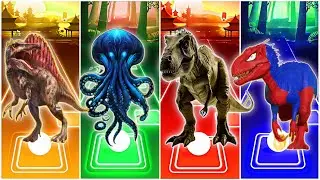 🦖Jurassic world Spinosaurus🆚The Kraken🆚The T-rex 🆚The Indoraptor CoffinDance Song TilesHop