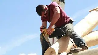 Custom Log Truss Installation