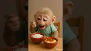 Cute Baby Monkey Eating Rice Like a Human &ndash; Cutest Video of the Day! 🐒🍚❤️
