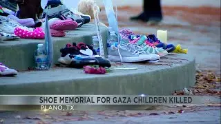 Shoe memorial for Gaza children killed set up in Texas