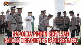 KAPOLDA PIMPIN UPACARA SERTIJAB KAROLOG, DIRPAMOBVIT, DAN KAPOLRES BANGKA SELATAN.