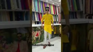 Yellow Kurta And White Pajama Combination Short
