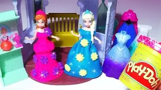 (Hura Huro ) Disney Frozen MagiClip Anna Elsa Doll Play-Doh Sparkle Glitter Dress Flip'N Switch Cas