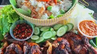 nasi liwet ayam kampung bakar dan goreng