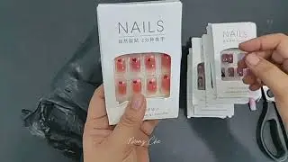 Box 24pcs Fake Nails and glue ang gaganda nla #momzche #unboxing 
