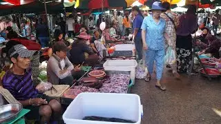 Chhbar Ampov Food Market Show - Plenty Fresh Fruit, Vegetable, River Fish, Shrimp & Exotic Food
